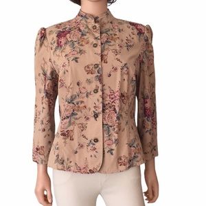 Vintage Ralph Lauren Chaps Denim Floral Denim Jacket Button Front Blazer L